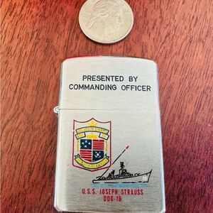 WWII USS Joseph Strauss Commemorative Penguin Brand Lighter- Vintage.  Not used